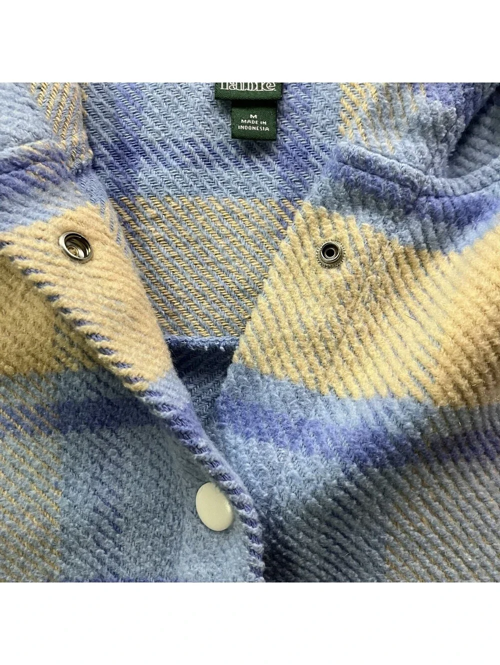 Wild Fable Button Snap Jacket/Shacket Women's Hooded Blue/Camel Plaid Size M